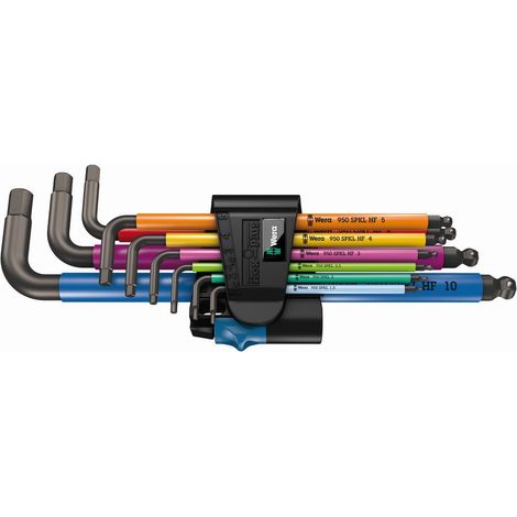 950/9 Hex-Plus Multicolour HF 1 Juego de llaves acodadas métricas, BlackLaser, con función de retención, 9 piezas