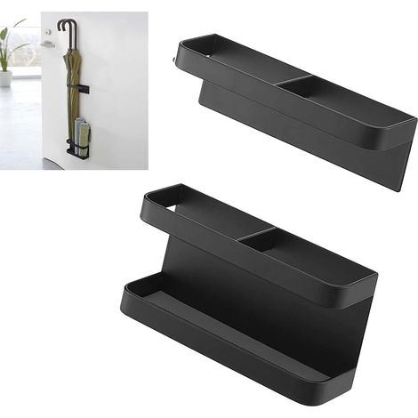 Support de parapluie, grille de rangement murale pour parapluie, sans chocs, étagère de rangement amovible pour la (noir) (1/5)