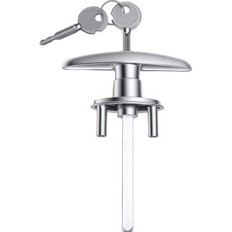 Poignée en T pour porte de garage avec 2 clés – Alliage de zinc antirouille, compatible universelle, installation facile, pour portails coulissants et volets roulants (1/5)