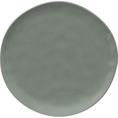 Lot de 6 assiettes plates 26cm en grès – Forme ronde – Couleur vert olive – Design unicolore – Secret De Gourmet (1/2)