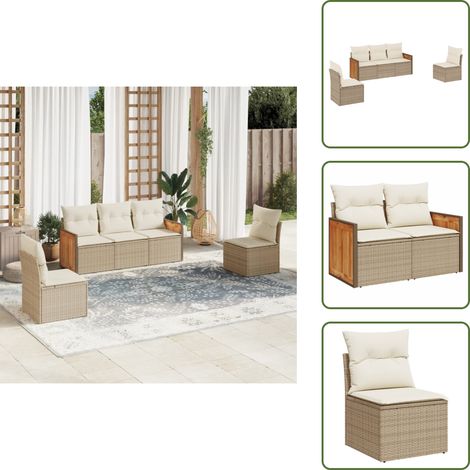 Salon de jardin avec coussins 5 pcs beige résine tressée - Salon De Jardin - Salon Extérieur - Meuble De Jardin - Ensemble De Canapés - Canapé D'extérieur (1/5)