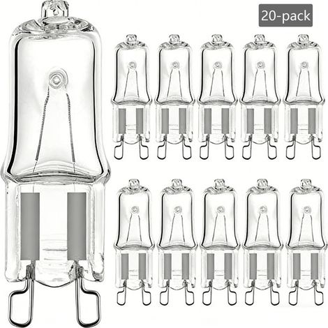 G9 halogen bulb 25W – warm white light 2700K – 230V – pack of 20 bulbs – lifespan up to 3000h, transparent capsule for commercial and home lighting (1/5)