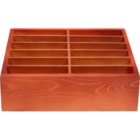 Aufbewahrungsbox aus Holz mit 12 Fächern für Mobiltelefone, provisorische Handybox – 21 x 15,5 x 9 cm (1/3)