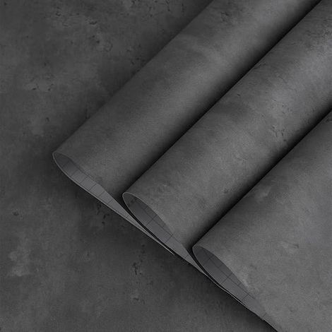 Dark Grey Concrete Effect Wallpaper 40cmx18m Waterproof Wallpaper Sticker Industrial Cement Pattern Vinyl Decorative Paper For Office Home Rental Store (1/5)
