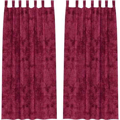 Rideaux en velours 2 pcs Rouge bordeaux 245 x 140 cm Velours