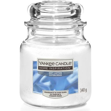 Yankee Candle Duftkerze Mittleres Glas Soft Cotton 340 g, weiß Kerze Duft Kerze (1/3)