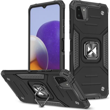 Cover protettiva rinforzata + supporto magnetico Ring Armor per Samsung Galaxy A22 4G, colore nero. (1/5)