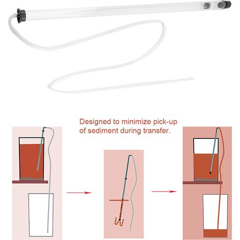 Canne de soutirage automatique à siphon de 64 cm pour seaux à bière et à vin, bonbonnes et bouteilles, avec tuyau en plastique (1/5)