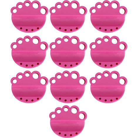 10 godets à encre en silicone lavables, réutilisables, stables et portables - Lot de 10 supports d'encre rose rouge (1/5)