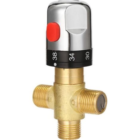 Mitigeur Thermostatique - Laiton Chromé - Mural - Pour Lavabo Vasque Perçage Monotrou - 1 Pièce (1/4)