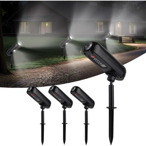 Set of 4 Solar Spotlights 6000K Waterproof Outdoor Solar Lamp IP65 Outdoor Solar Floodlight 2 Modes Solar Outdoor Lighting Solar Outdoor Lighting for Garden Driveway Path Yard (1/5)