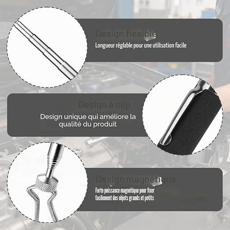 Telescopic Magnet, Flexible Magnetic Pickup, Auto Mechanical Magnet for Picking Up Small Parts, Screws, Bolts, Mechanical Tools Metal Objects (1/4)