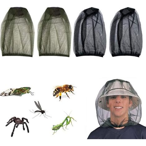 Juego de 4 máscaras antimosquitos, adecuadas para actividades al aire libre, apicultura, pesca y acampada. (1/2)