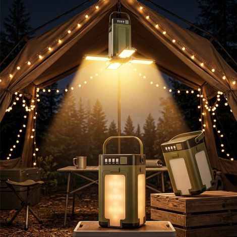 LED-Campinglampe für den Außenbereich, Solar-Windlaterne, wasserdicht (IP44), orange (1/5)