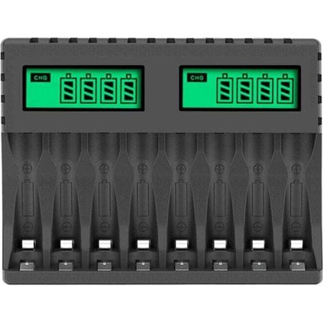 8 Slots Chargeur Piles Rechargeable Charge Rapide pour AA AAA Rechargeable avec Port USB (1/4)