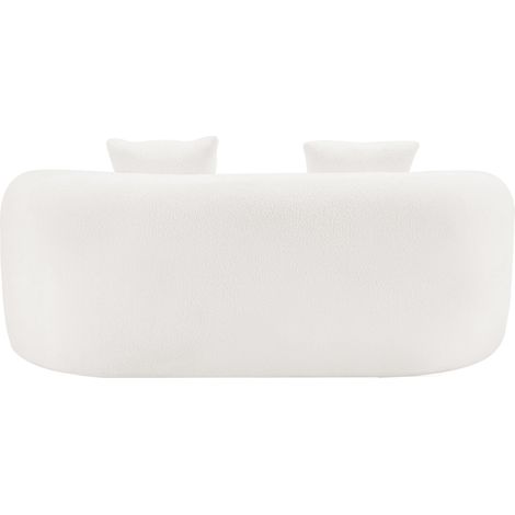 Canapé deux places blanc incurvé avec accoudoirs arrondis, canapé compressé avec 2 coussins, canapé crème pour petits espaces, salon, chambre, sans montage (1/5)