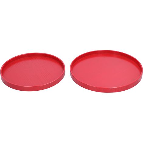Lot de 2 plateaux ronds rouges, assiettes à thé, dessert et fruits, service pour hôtel, restaurant et maison (1/5)