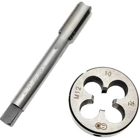 Jeu taraud/filière M12x1 pas à gauche goujure droite, pour CNC (1/4)