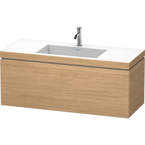 Lavabo per mobili Duravit L-Cube con base, sospeso, 120x48 cm, 1 estraibile, senza troppopieno, 1 foro per rubinetto, colorazione: Rovere europeo Decorazione quercia - LC6919O5252 (1/2)