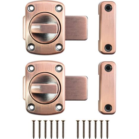 Sollbry 2 Pièces Loquet Rotatif de Porte Intérieure, Verrou Tournant d’Intimité pour Salle de Bains, Chambre, WC, Fenêtre, Bronze Rouge (1/5)