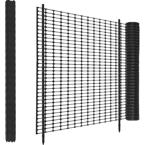 Clôture de pâturage, noire, 30 m de long x 100 cm de haut, avec 30 piquets de 115 cm de haut, clôture mobile en plastique pour clôture de délimitation, filet de volaille, clôture de poulet, clôture (1/5)