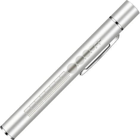 Torcia medica, acciaio inossidabile, ricarica USB, 13x1,5 cm, argento (1/4)