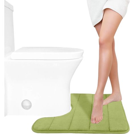 alfombrilla de baño en forma de U, de espuma viscoelástica, absorbente, de secado rápido, antideslizante, lavable a máquina, para baño. (1/5)
