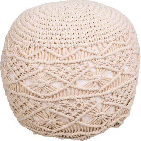 Puff de algodón trenzado color crema 45x45x40