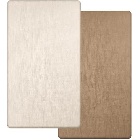 Drap Housse 70x140 cm, Mousseline de Coton Drap Housse Lit Bebe, Protege Matelas Bebe pour Lits Bébé, Lit de Voyage et Lit D'appoint (Marron Clair)