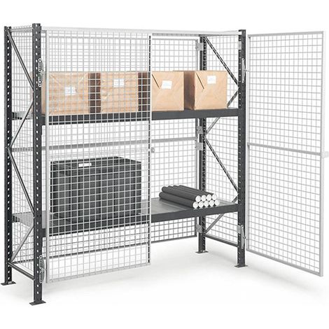 Rayonnage grillagé et verouillable - 2 nivx - Élément suivant - 2000x1800x800mm - Utilisable uniquement avec un module de départ - RAYGRIL/2N/2060/S (1/4)
