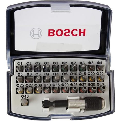 Bosch – Jeu d'embouts de vissage 32 pièces – Embouts extra dur pour visseuse – Accessoires pour perceuse-visseuse – Pour bois dur et teck (1/2)