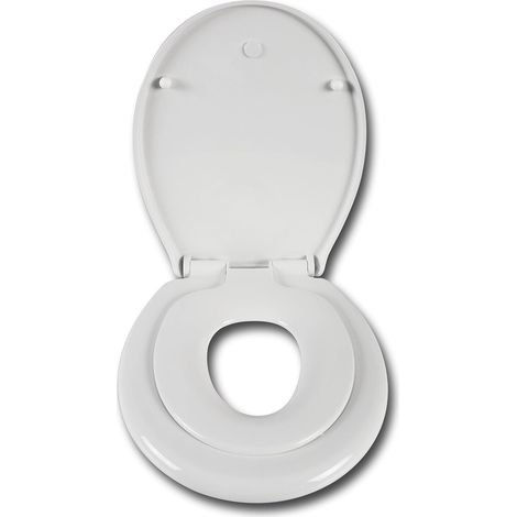 WOLTU Asiento de inodoro con descenso automático Forma de O, Forma O con asiento para niños