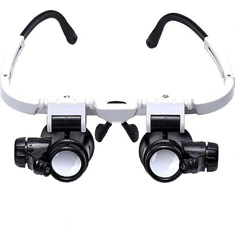 Lunette Loupe avec 2 Lumières LED Loupe Binoculaire Lampe Loupe Grossissante pour Horloger, Lecture, Bijoutier, Couture 8X-15X-23X (1/4)