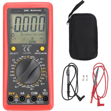 Multimètre Numérique, Multimètre Intelligent Anti-Brûlure avec Support Réglable, Écran LCD HD et Rétroéclairage Réglable, Conception Ergonomique pour la Tension, le Courant (1/5)