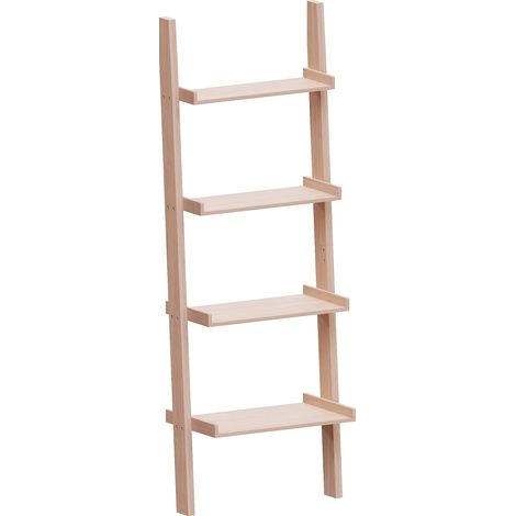 York 4 Tier Ladder Shelf Unit Bookcase Shelving Display Stand Rack Storage, Pine (1/5)