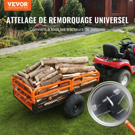 Remorque à Benne Basculante Capacité de Charge 680 kg Remorque Utilitaire de Jardin Robuste avec Côtés Amovibles Chariot de Transport à Déversement 0,4 m³​ pour Tracteur, Tondeuse à Gazon, VTT (1/5)