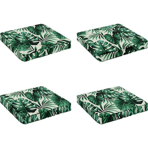 4-Piece Seat Cushions VUGHT 4 pcs 100% Polyester Leaf Pattern vidaXL