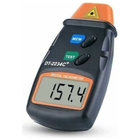 Tacómetro Digital, Tacómetro sin Contacto, Tacómetro Digital LCD, Rango de 2.5 RPM a 99.999 RPM, con 3 Cintas Reflectantes y Bolsa de Tela Azul, TRIMEC (1/5)