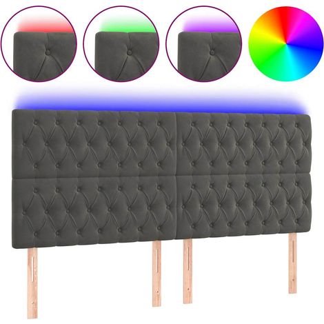 Maison Exclusive - Cabecero con luces LED terciopelo gris oscuro (1/5)