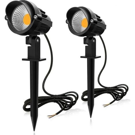Spot LED extrieur 7W lampe encastrable piquer lumire blanc chaud 3000K pour jardin et terrasse lot de 2 YYV (1/4)