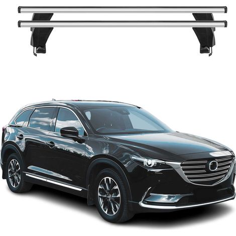 OMAC Dachträger Querträger Alu für Mazda CX-9 II 2016-2024 – Abschließbar – T-Nut – City-Crash-getestet – Max. 50 kg Silber (1/5)