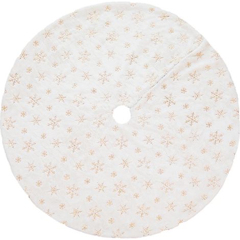 Jupe de sapin blanche, tapis de sapin pour décoration de Noël, ornée de flocons de neige à paillettes (1/5)
