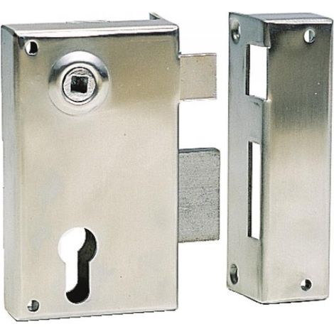 Serrure en applique verticale à fouillot inox - Pêne dormant et demi-tour - A cylindre européen - 729 main droite - DEVISMES (1/3)