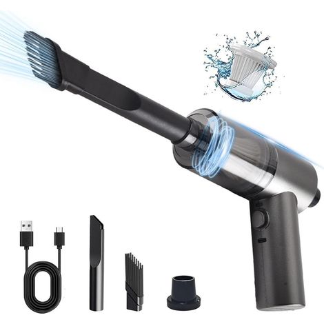 Ventilatore elettrico con compressore e aspirapolvere senza fili: per tastiere, PC, potente aspirapolvere ricaricabile USB-C per laptop, dispositivi elettronici e automobili
