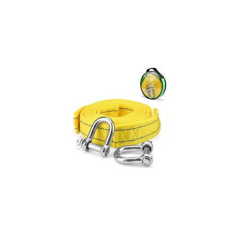Sangle de Remorquage, 5M Sangle Remorquage, 5 Tonnes Sangle Remorquage d'urgence, avec Sac de Rangement et Crochet en Forme de U, Convient pour Le Remorquage et Le Sauvetage de Voitures