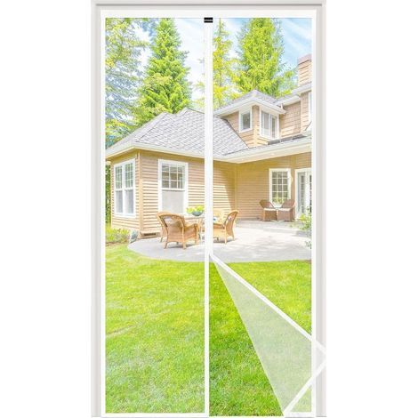 Moustiquaire magnétique pour porte ou fenêtre, 80 x 220 cm, fermeture automatique, installation sans perçage (balcon, salon, porte d’entrée), toile transparente et anti-déchirure, couleur blanche (1/5)