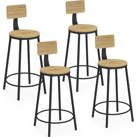 Set di 4 sgabelli da bar DETROIT, seduta rotonda con schienale dal design industriale (1/5)