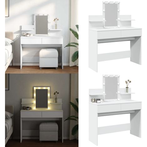 Coiffeuse avec LED blanc 100x40x130 cm - Coiffeuse avec lumière LED - Coiffeuse bois d'ingénierie (1/5)