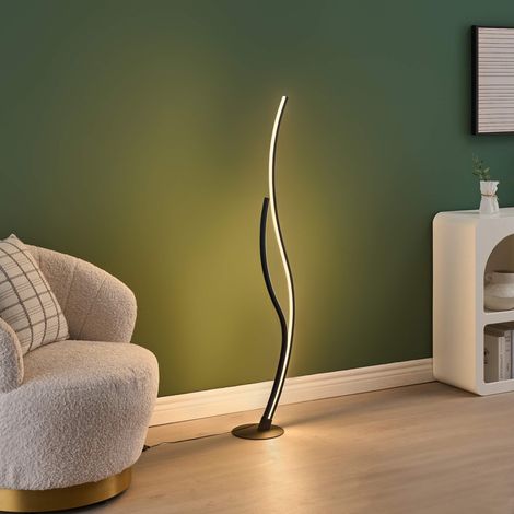 Lampadaire LED noir aux lignes ondulées dimmable - Ysoria