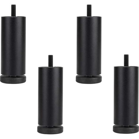 Bardusch-Lot de 4 pieds canapé alliage d'aluminium, réglables, filetés M8, noir, 20 cm (1/5)